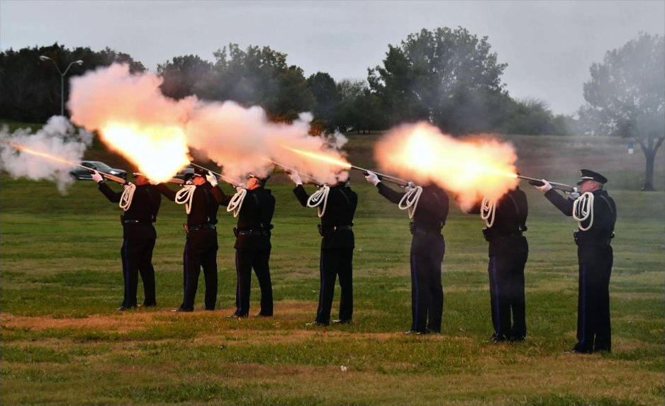 An honor guard participating in an event ceremony